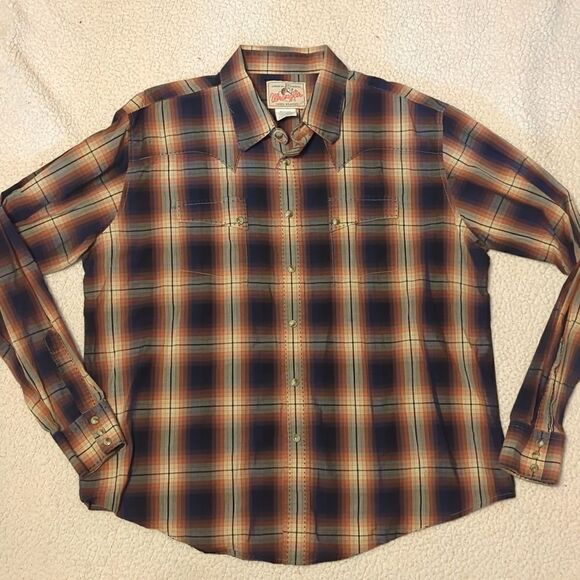 Vintage Wrangler American cowboys western shirt wood grain pearl snaps. - Picture 1 of 8